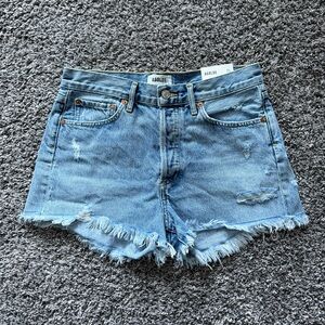 Agolde Parker Light Wash Distressed Denim Cutoff Shorts